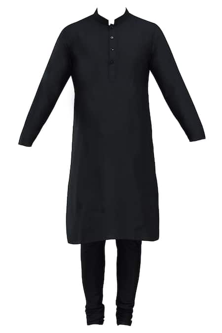 Buy_Manish Nagdeo_Black Silk Bundi Kurta Set_Online_at_Aza_Fashions
