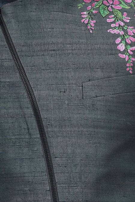 Manish Nagdeo_Black Silk Sherwani With Trousers_at_Aza_Fashions