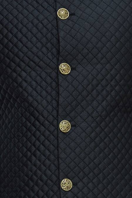 Manish Nagdeo_Black Silk Bundi Kurta Set _at_Aza_Fashions