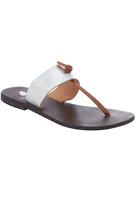 Sole Fry Silver T-bar Flat Sandals