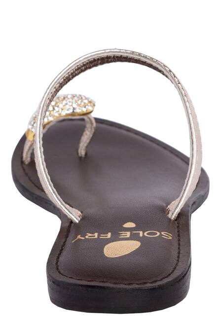 Shop_Sole Fry_Gold Toe Ring Flat Sandals_Online_at_Aza_Fashions