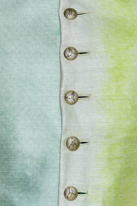 Nitesh Singh Chauhan Green Button Front Sherwani Set at Aza Fashions Nitesh Singh Chauhan_Green Button Front Sherwani Set _at_Aza_Fashions