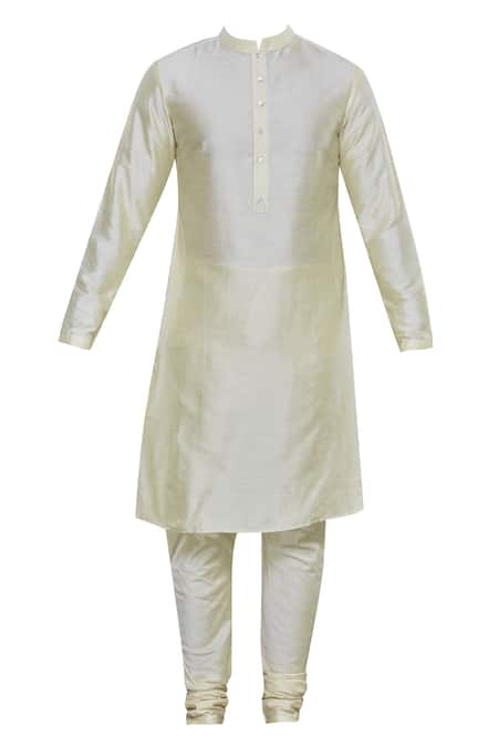 Buy_Nitesh Singh Chauhan_Green Raw Silk Embroidered Sherwani Set _Online_at_Aza_Fashions