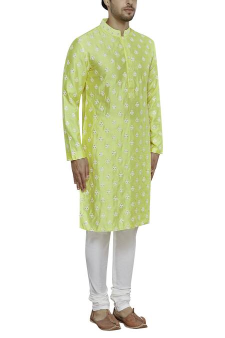 Nitesh Singh Chauhan_White Art Chanderi Kurta Set _Online_at_Aza_Fashions