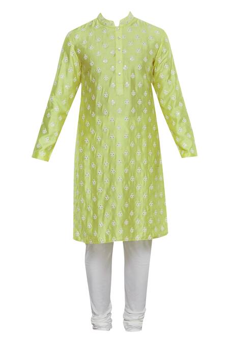 Buy_Nitesh Singh Chauhan_White Art Chanderi Kurta Set _Online_at_Aza_Fashions