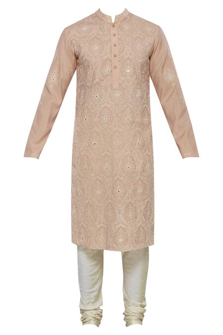 Buy Nitesh Singh Chauhan Peach Embroidered Kurta Set Online at Aza Fashions Buy_Nitesh Singh Chauhan_Peach Embroidered Kurta Set _Online_at_Aza_Fashions