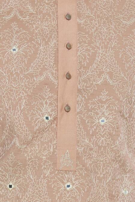 Nitesh Singh Chauhan Peach Embroidered Kurta Set at Aza Fashions Nitesh Singh Chauhan_Peach Embroidered Kurta Set _at_Aza_Fashions