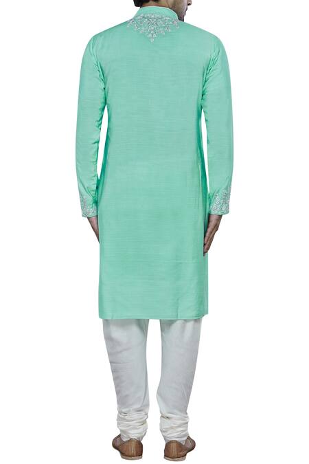Shop Nitesh Singh Chauhan Green Embroidered Kurta at Aza Fashions Shop_Nitesh Singh Chauhan_Green Embroidered Kurta _at_Aza_Fashions