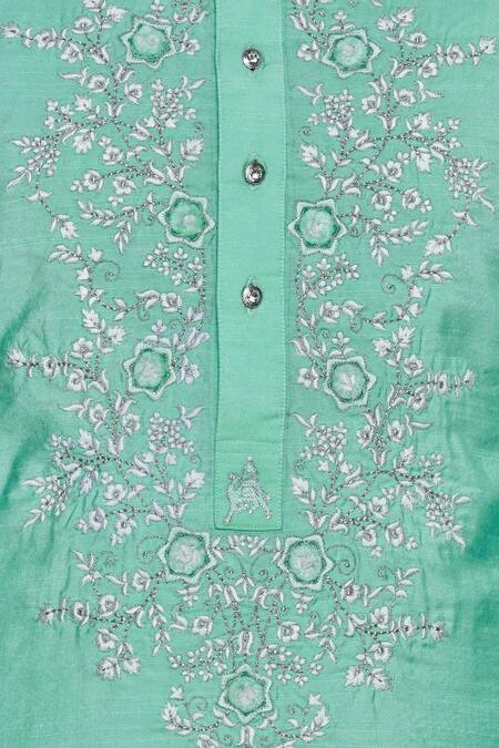 Nitesh Singh Chauhan Green Embroidered Kurta at Aza Fashions Nitesh Singh Chauhan_Green Embroidered Kurta _at_Aza_Fashions