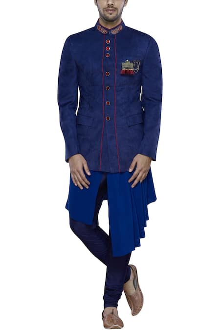 Nitesh Singh Chauhan Button Front Bandhgala Set 