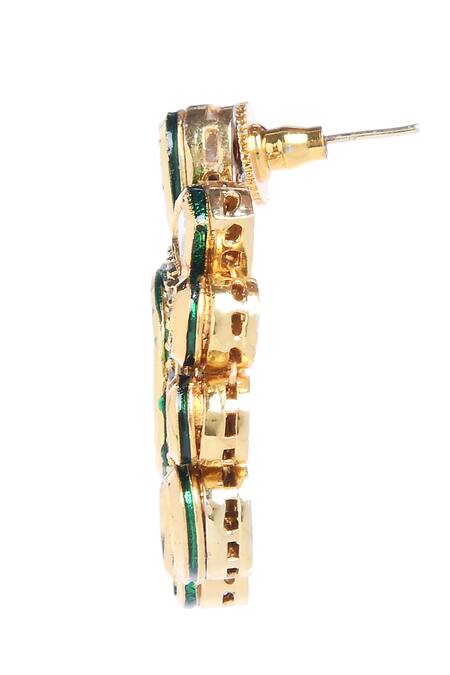 Shop_Minaki_Gold Plated Polki Stone Choker Necklace Set_Online_at_Aza_Fashions