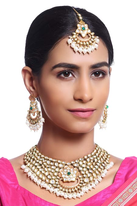 MINAKI Gold Plated Stone Kundan Choker Set