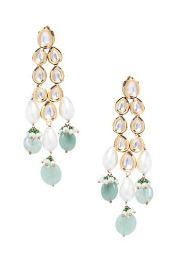 Minaki_Gold Plated Pearls, Beads, Patchwork Kundan Choker Necklace Set _Online_at_Aza_Fashions