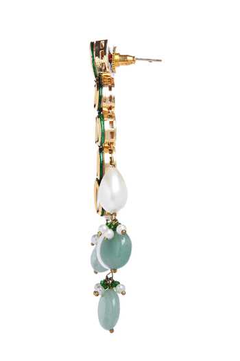 Shop_Minaki_Gold Plated Pearls, Beads, Patchwork Kundan Choker Necklace Set _Online_at_Aza_Fashions