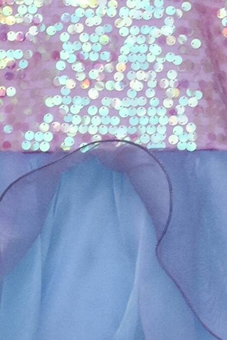 Fayon Kids_Blue Organza Sequins Embellished Dress _Online_at_Aza_Fashions