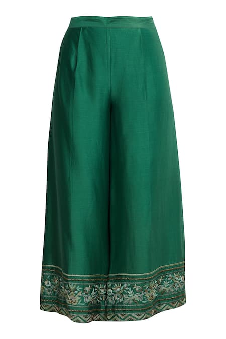 Shop Samatvam By Anjali Bhaskar Green Organza, Chanderi Silk, Shatoon Notched Embroidered Kurta Set Online at Aza Fashions Shop_Samatvam By Anjali Bhaskar_Green Organza, Chanderi Silk, Shatoon Notched Embroidered Kurta Set _Online_at_Aza_Fashions