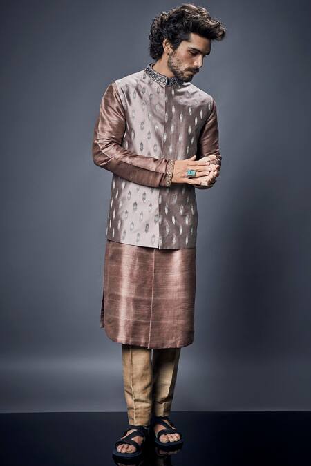 Bubber Couture Gold Raw Silk Kurta Set Online at Aza Fashions Bubber Couture_Gold Raw Silk Kurta Set _Online_at_Aza_Fashions