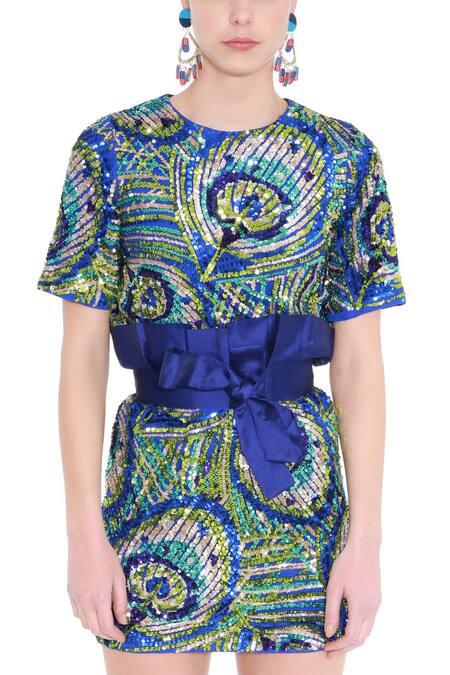 Buy Manish Arora Blue Net Embellished Skirt Online at Aza Fashions Buy_Manish Arora_Blue Net Embellished Skirt _Online_at_Aza_Fashions