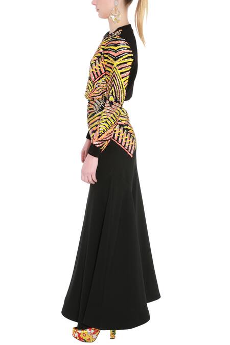 Manish Arora Black Poly Taffeta Embellished Skirt Online at Aza Fashions Manish Arora_Black Poly Taffeta Embellished Skirt _Online_at_Aza_Fashions