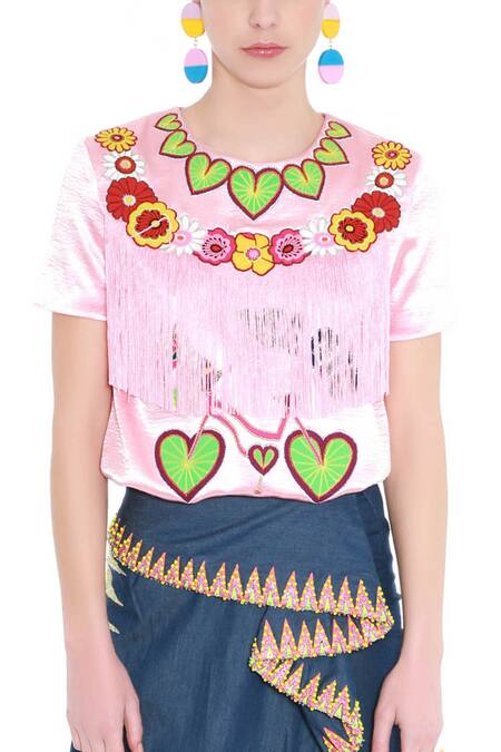 Buy_Manish Arora_Blue Denim Overlay Skirt _Online_at_Aza_Fashions