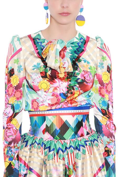 Buy_Manish Arora_Multi Color Taffeta Printed Midi Skirt_Online_at_Aza_Fashions