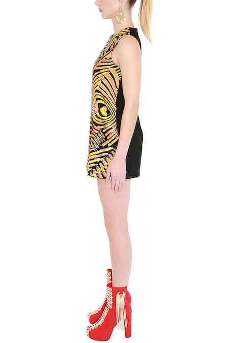 Manish Arora_Multi Color Net Round Embellished Dress _Online_at_Aza_Fashions