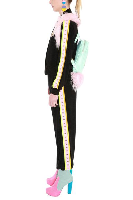 Manish Arora_Black Sandwash Embroidered Track Pants _Online_at_Aza_Fashions