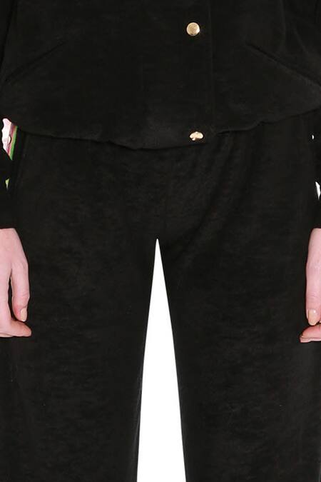 Buy_Manish Arora_Black Sandwash Embroidered Track Pants _Online_at_Aza_Fashions