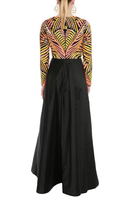 Shop Manish Arora Black Net Round Embellished Gown at Aza Fashions Shop_Manish Arora_Black Net Round Embellished Gown _at_Aza_Fashions