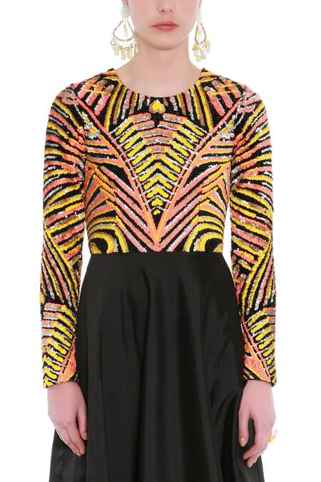 Buy Manish Arora Black Net Round Embellished Gown Online at Aza Fashions Buy_Manish Arora_Black Net Round Embellished Gown _Online_at_Aza_Fashions