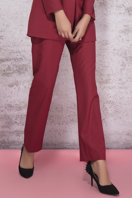 Buy SHARARAT NIGHTS Women Red Slim fit Cigarette pants Online at Low Prices  in India - Paytmmall.com