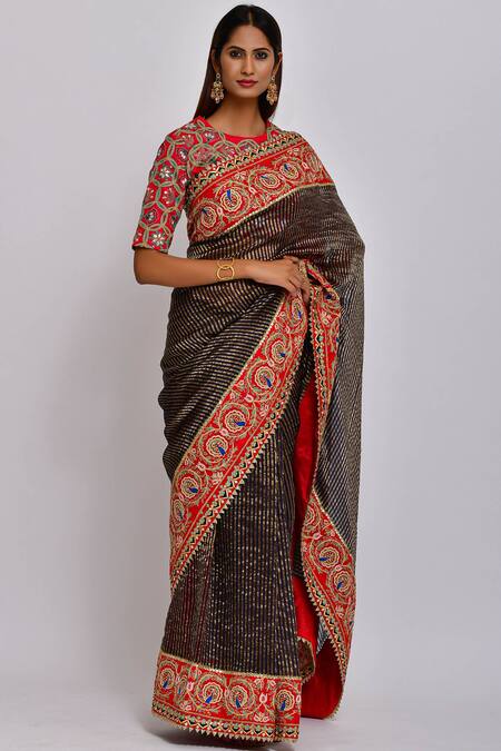 Buy_Swati Vijaivargie_Blue Chanderi Silk Round Saree With Blouse _Online_at_Aza_Fashions