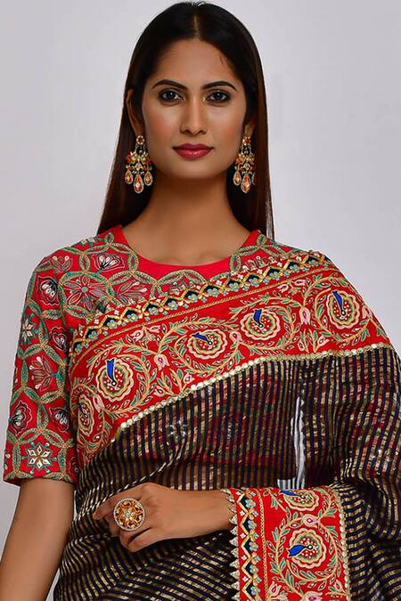 Shop_Swati Vijaivargie_Blue Chanderi Silk Round Saree With Blouse _Online_at_Aza_Fashions