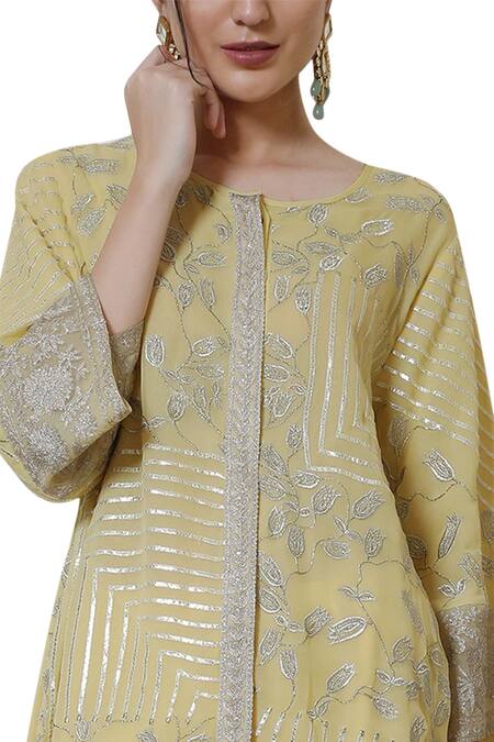 Buy Anju & Harleen Yellow Georgette Embroidered Kurta Set Online at Aza Fashions Buy_Anju & Harleen_Yellow Georgette Embroidered Kurta Set_Online_at_Aza_Fashions