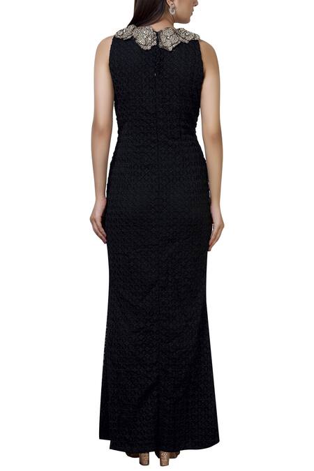 Shop Varsha Wadhwa Black Lace Round Embellished Gown at Aza Fashions Shop_Varsha Wadhwa_Black Lace Round Embellished Gown_at_Aza_Fashions