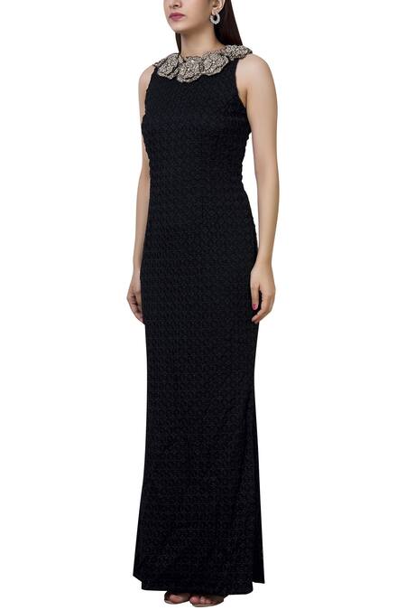 Buy Varsha Wadhwa Black Lace Round Embellished Gown Online at Aza Fashions Buy_Varsha Wadhwa_Black Lace Round Embellished Gown_Online_at_Aza_Fashions