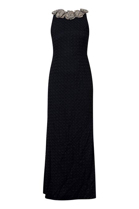 Shop Varsha Wadhwa Black Lace Round Embellished Gown Online at Aza Fashions Shop_Varsha Wadhwa_Black Lace Round Embellished Gown_Online_at_Aza_Fashions