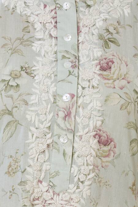 Aditi Beriwala_Green Organic Cotton Round Flared Kurta _at_Aza_Fashions