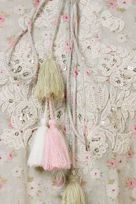 Aditi Beriwala_Beige Organic Cotton Round Printed Dress _at_Aza_Fashions