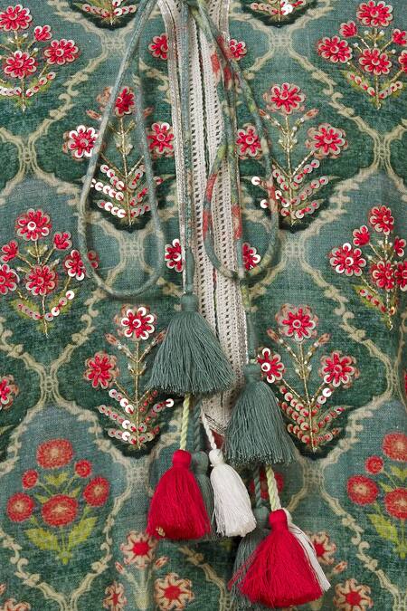 Aditi Beriwala_Green Organic Cotton Round Printed Kurta _at_Aza_Fashions