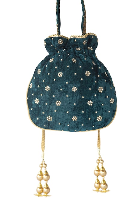 Shop Adora By Ankita Blue Embellishment Potli Bag at Aza Fashions Shop_Adora By Ankita_Blue Embellishment Potli Bag _at_Aza_Fashions