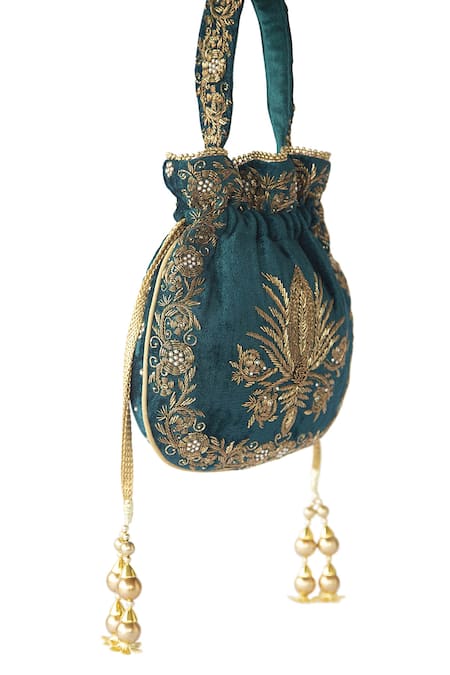 Adora By Ankita Blue Embellishment Potli Bag Online at Aza Fashions Adora By Ankita_Blue Embellishment Potli Bag _Online_at_Aza_Fashions