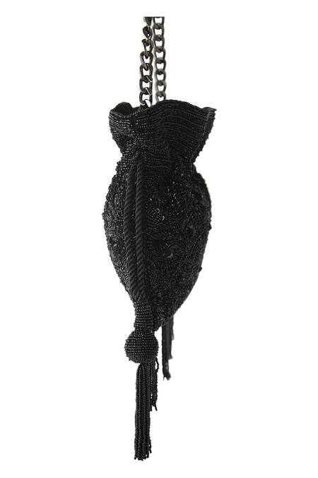 Shop Adora By Ankita Black Embroidered Embellished Potli Bag at Aza Fashions Shop_Adora By Ankita_Black Embroidered Embellished Potli Bag _at_Aza_Fashions