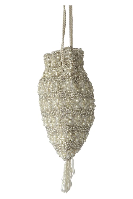 Shop Adora By Ankita Cream Embellishment Potli Bag at Aza Fashions Shop_Adora By Ankita_Cream Embellishment Potli Bag _at_Aza_Fashions