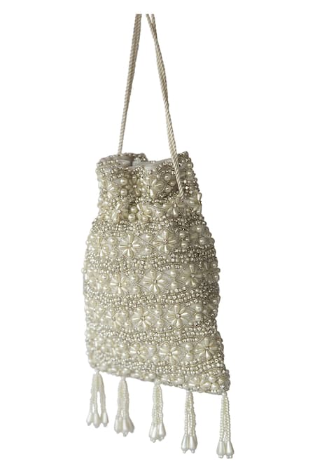 Adora By Ankita Cream Embellishment Potli Bag Online at Aza Fashions Adora By Ankita_Cream Embellishment Potli Bag _Online_at_Aza_Fashions