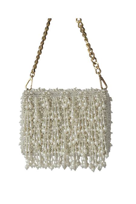 Shop Adora By Ankita Cream Embroidery Embellished Sling Bag at Aza Fashions Shop_Adora By Ankita_Cream Embroidery Embellished Sling Bag _at_Aza_Fashions