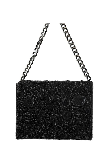 Shop Adora By Ankita Black Beads, Sequins Embellished Sling Bag at Aza Fashions Shop_Adora By Ankita_Black Beads, Sequins Embellished Sling Bag _at_Aza_Fashions