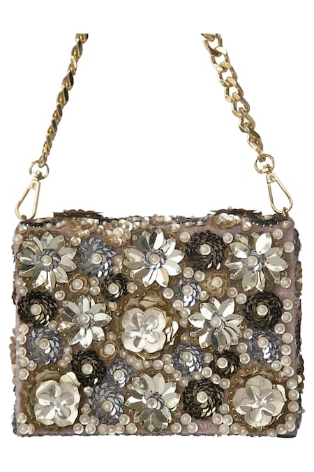 Shop Adora By Ankita Pink Embroidered Floral Embellished Sling Bag at Aza Fashions Shop_Adora By Ankita_Pink Embroidered Floral Embellished Sling Bag _at_Aza_Fashions