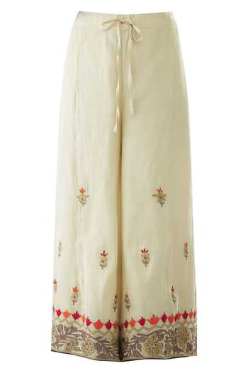 Shop_Heena Kochhar_Off White Chanderi Embroidered Kurta  Palazzo Set_Online_at_Aza_Fashions