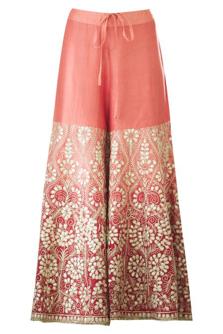 Shop_Heena Kochhar_Red Banarasi Chanderi Kurta Sharara Set_Online_at_Aza_Fashions